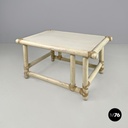 American mid-century modern rattan and white wood coffee table by Mcguire, 1960s