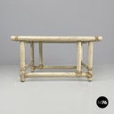 American mid-century modern rattan and white wood coffee table by Mcguire, 1960s