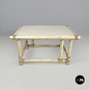 American mid-century modern rattan and white wood coffee table by Mcguire, 1960s