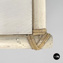 American mid-century modern rattan and white wood coffee table by Mcguire, 1960s