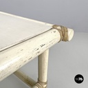 American mid-century modern rattan and white wood coffee table by Mcguire, 1960s