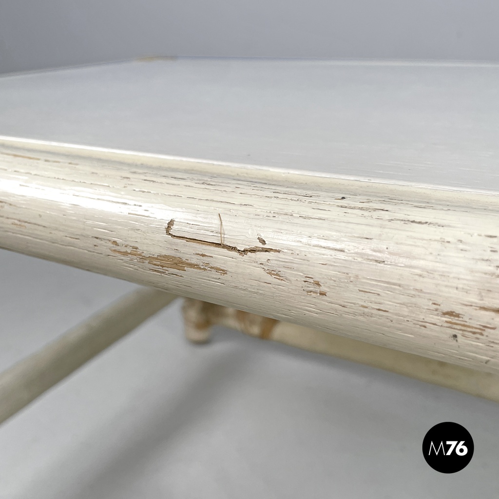 American mid-century modern rattan and white wood coffee table by Mcguire, 1960s