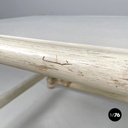 American mid-century modern rattan and white wood coffee table by Mcguire, 1960s