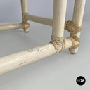 American mid-century modern rattan and white wood coffee table by Mcguire, 1960s