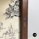 Italian Fire screen in black and white fabric and wood, early 1900s