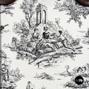 Italian Fire screen in black and white fabric and wood, early 1900s