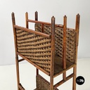 Italian mid-century modern Magazine rack with double shelf in rattan, 1960s