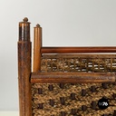 Italian mid-century modern Magazine rack with double shelf in rattan, 1960s