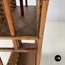 Italian mid-century modern Magazine rack with double shelf in rattan, 1960s