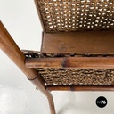 Italian mid-century modern Magazine rack with double shelf in rattan, 1960s