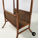 Italian mid-century modern Magazine rack with double shelf in rattan, 1960s