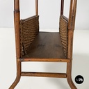 Italian mid-century modern Magazine rack with double shelf in rattan, 1960s