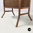 Italian mid-century modern Magazine rack with double shelf in rattan, 1960s
