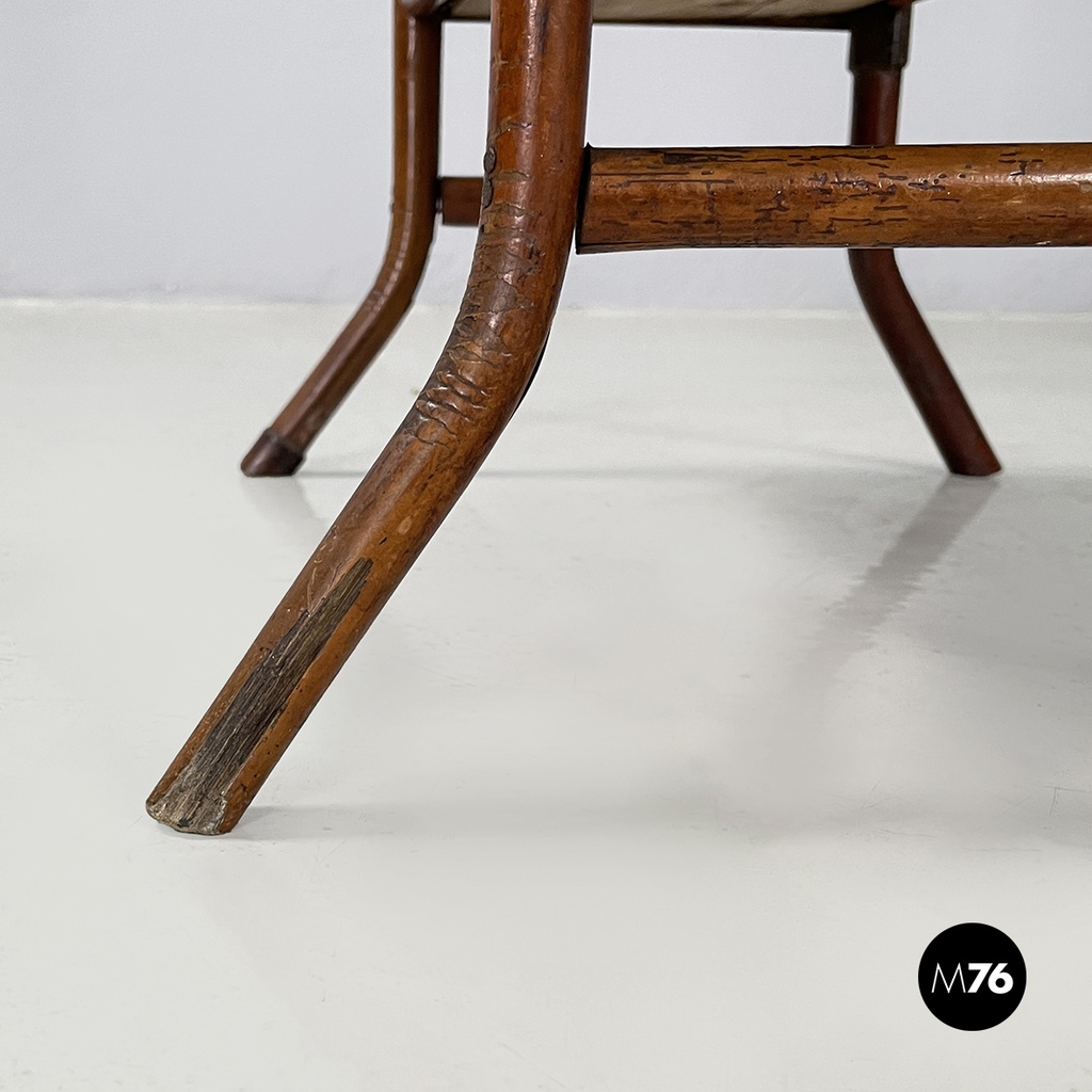 Italian mid-century modern Magazine rack with double shelf in rattan, 1960s