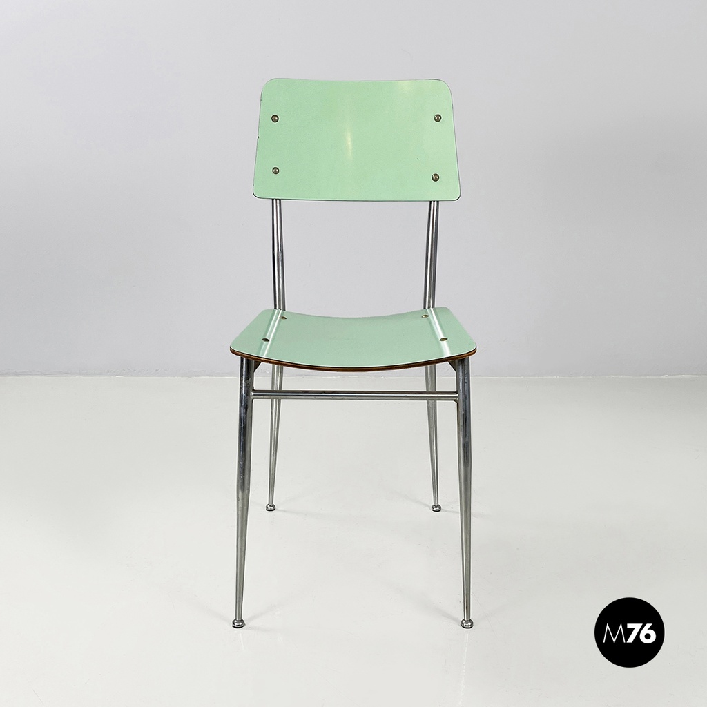 Italian mid-century modern Chairs in aqua green formica and metal, 1960s