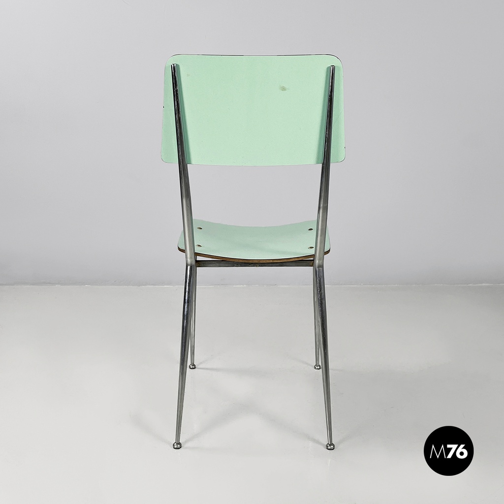 Italian mid-century modern Chairs in aqua green formica and metal, 1960s