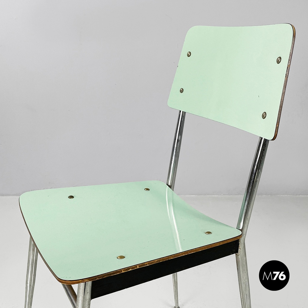 Italian mid-century modern Chairs in aqua green formica and metal, 1960s