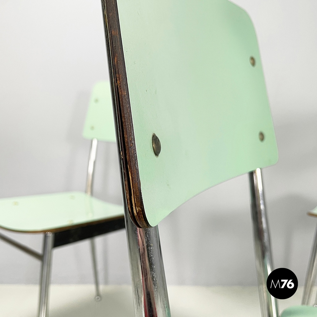 Italian mid-century modern Chairs in aqua green formica and metal, 1960s