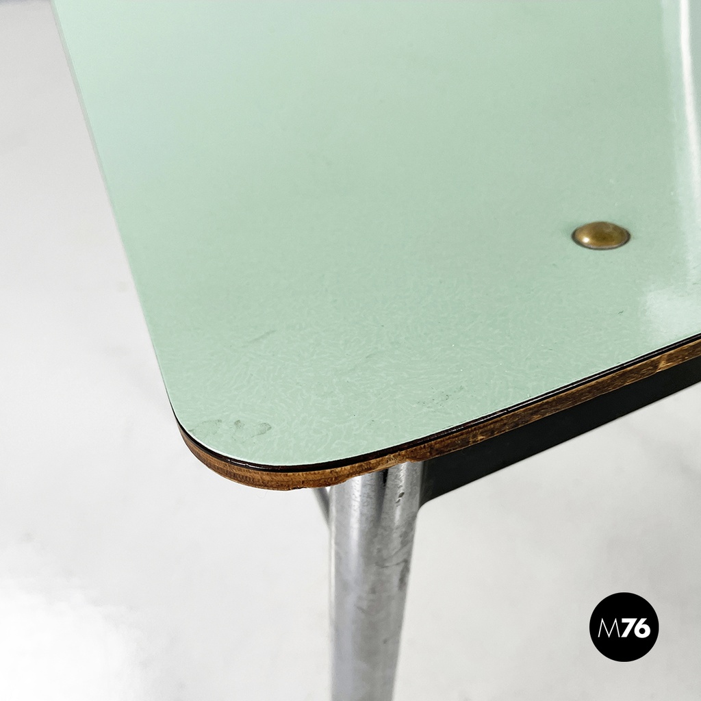 Italian mid-century modern Chairs in aqua green formica and metal, 1960s