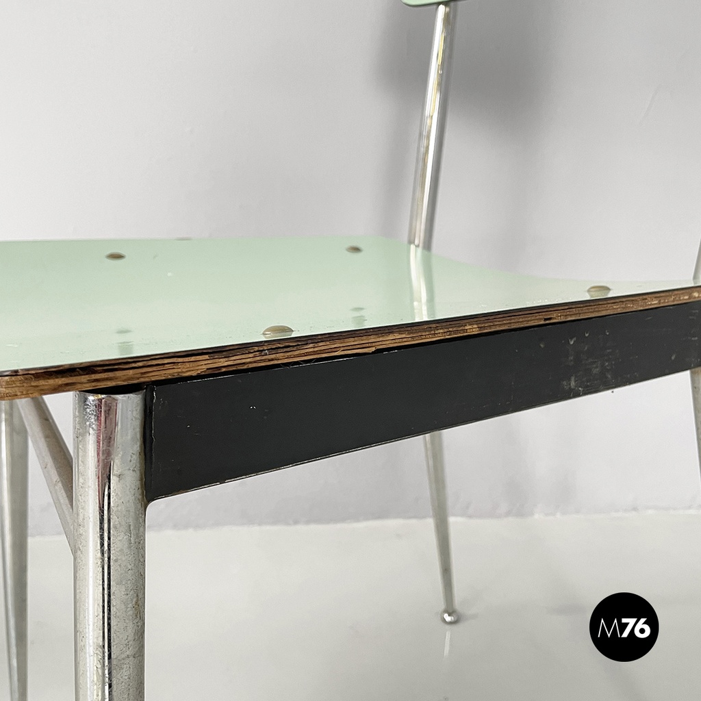Italian mid-century modern Chairs in aqua green formica and metal, 1960s