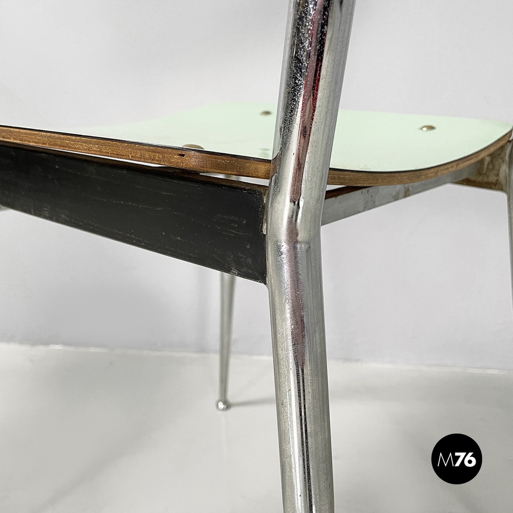 Italian mid-century modern Chairs in aqua green formica and metal, 1960s