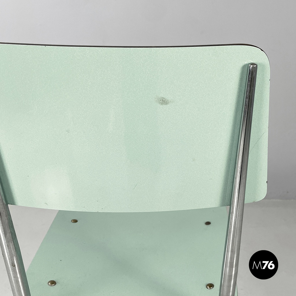 Italian mid-century modern Chairs in aqua green formica and metal, 1960s