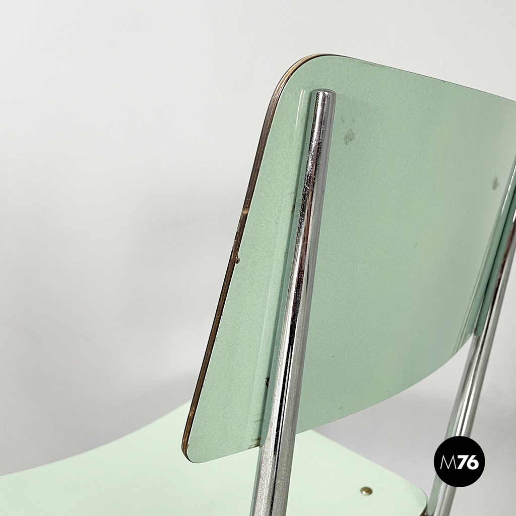 Italian mid-century modern Chairs in aqua green formica and metal, 1960s