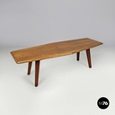 Italian mid-century modern long wooden coffee table with pointed sides, 1960s