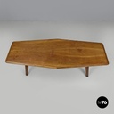 Italian mid-century modern long wooden coffee table with pointed sides, 1960s