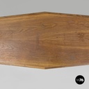 Italian mid-century modern long wooden coffee table with pointed sides, 1960s