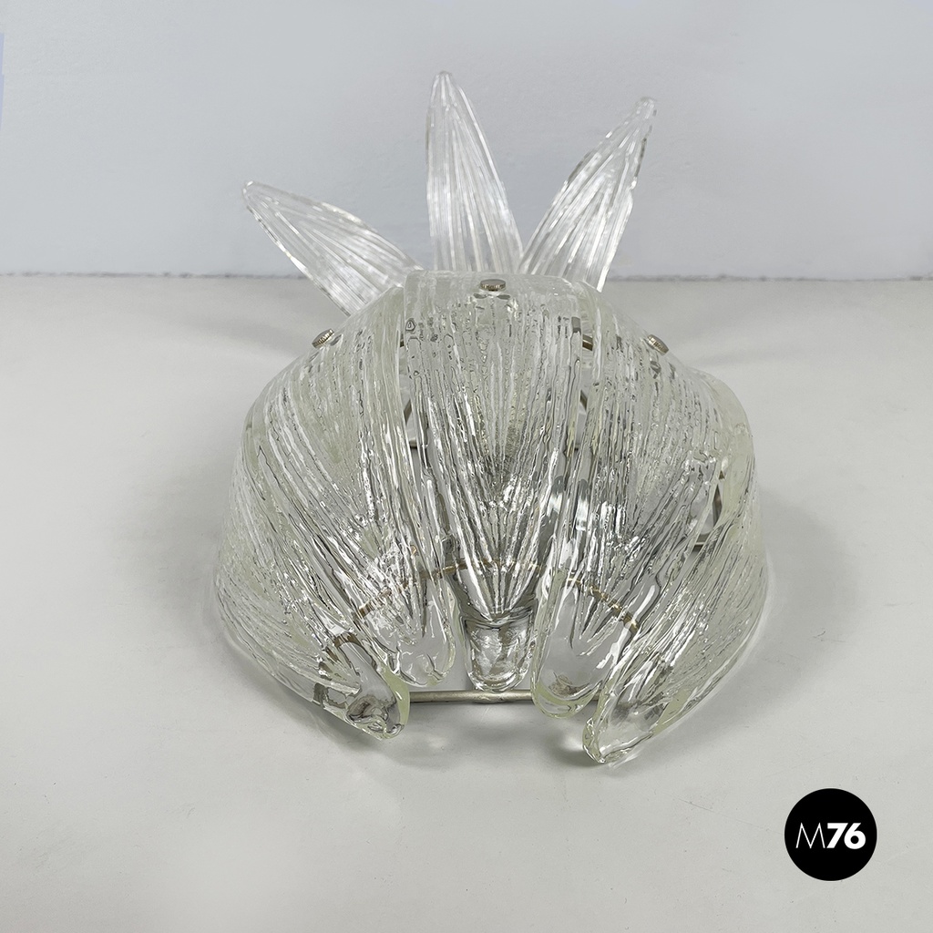 Italian modern Pineapple-shaped wall lamp in fluted glass and metal, 1980s