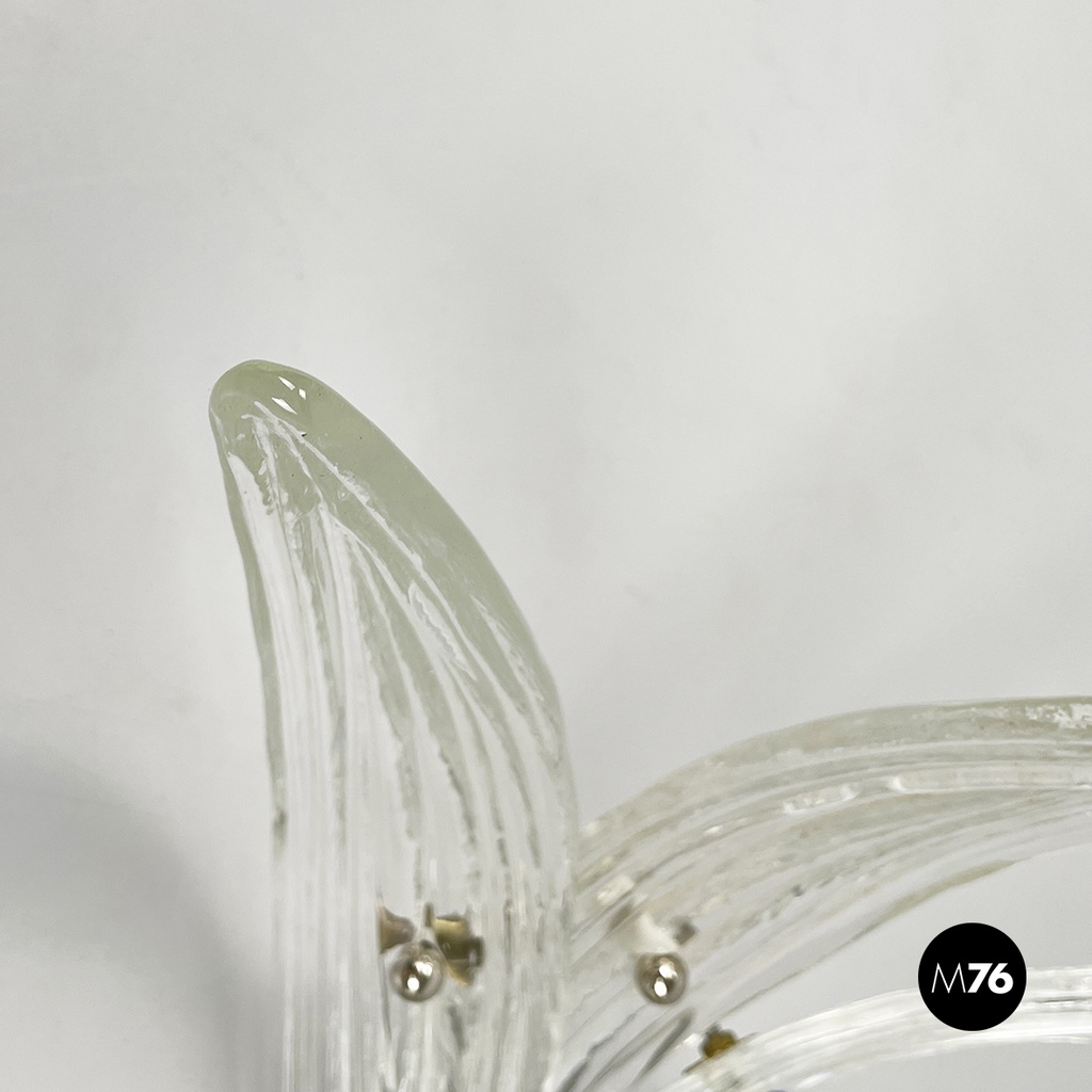 Italian modern Pineapple-shaped wall lamp in fluted glass and metal, 1980s