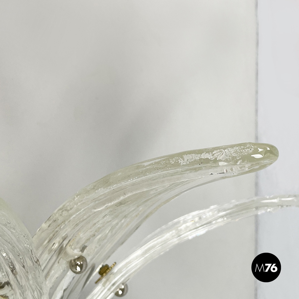 Italian modern Pineapple-shaped wall lamp in fluted glass and metal, 1980s