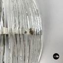 Italian modern Pineapple-shaped wall lamp in fluted glass and metal, 1980s