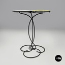 Italian mid-century modern wrought iron in yellow grey enamel coffee table 1950s