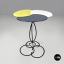 Italian mid-century modern wrought iron in yellow grey enamel coffee table 1950s