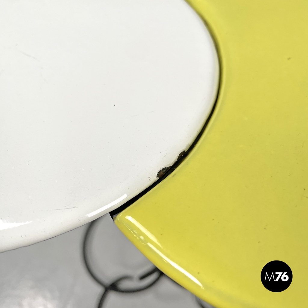 Italian mid-century modern wrought iron in yellow grey enamel coffee table 1950s