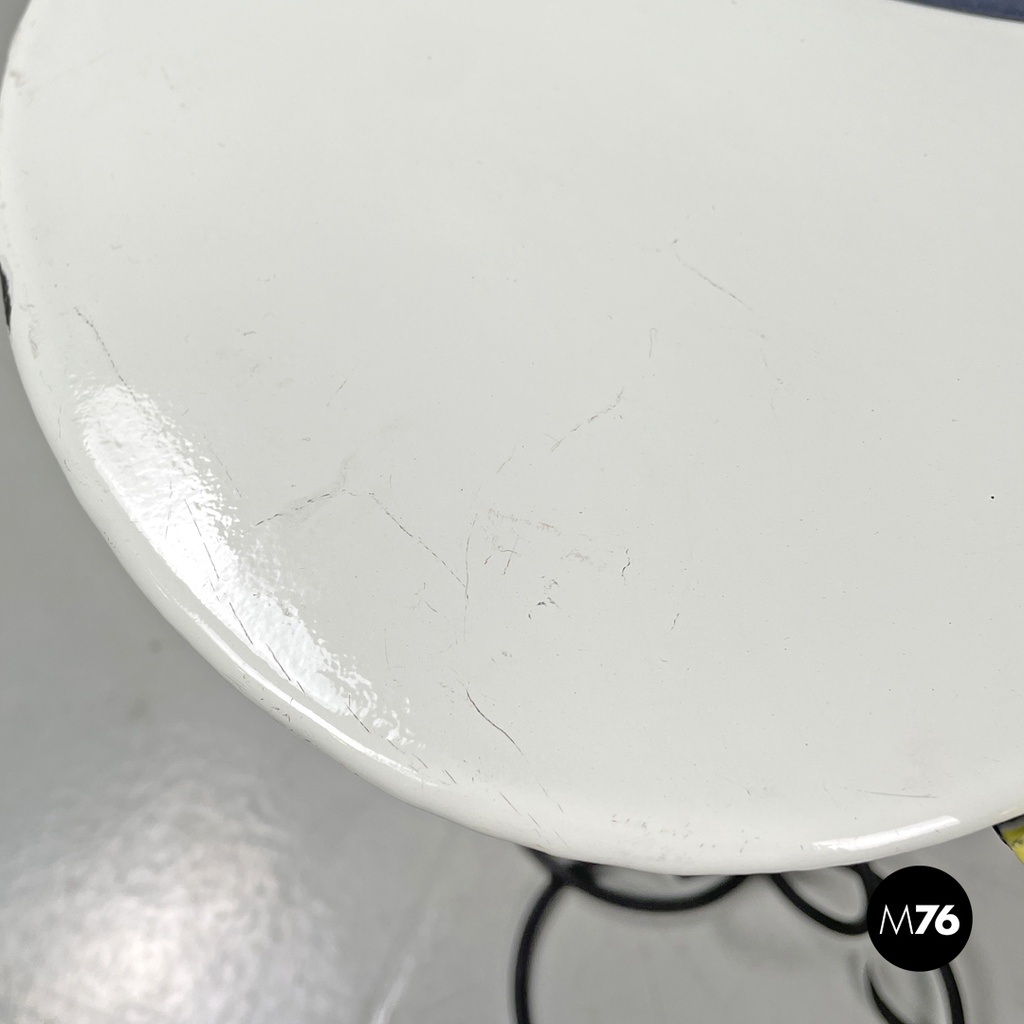 Italian mid-century modern wrought iron in yellow grey enamel coffee table 1950s