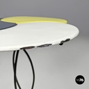 Italian mid-century modern wrought iron in yellow grey enamel coffee table 1950s