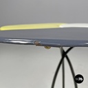 Italian mid-century modern wrought iron in yellow grey enamel coffee table 1950s