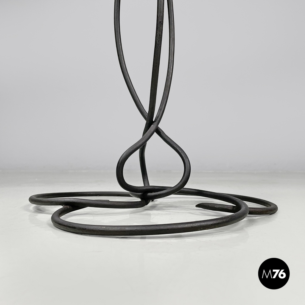 Italian mid-century modern wrought iron in yellow grey enamel coffee table 1950s