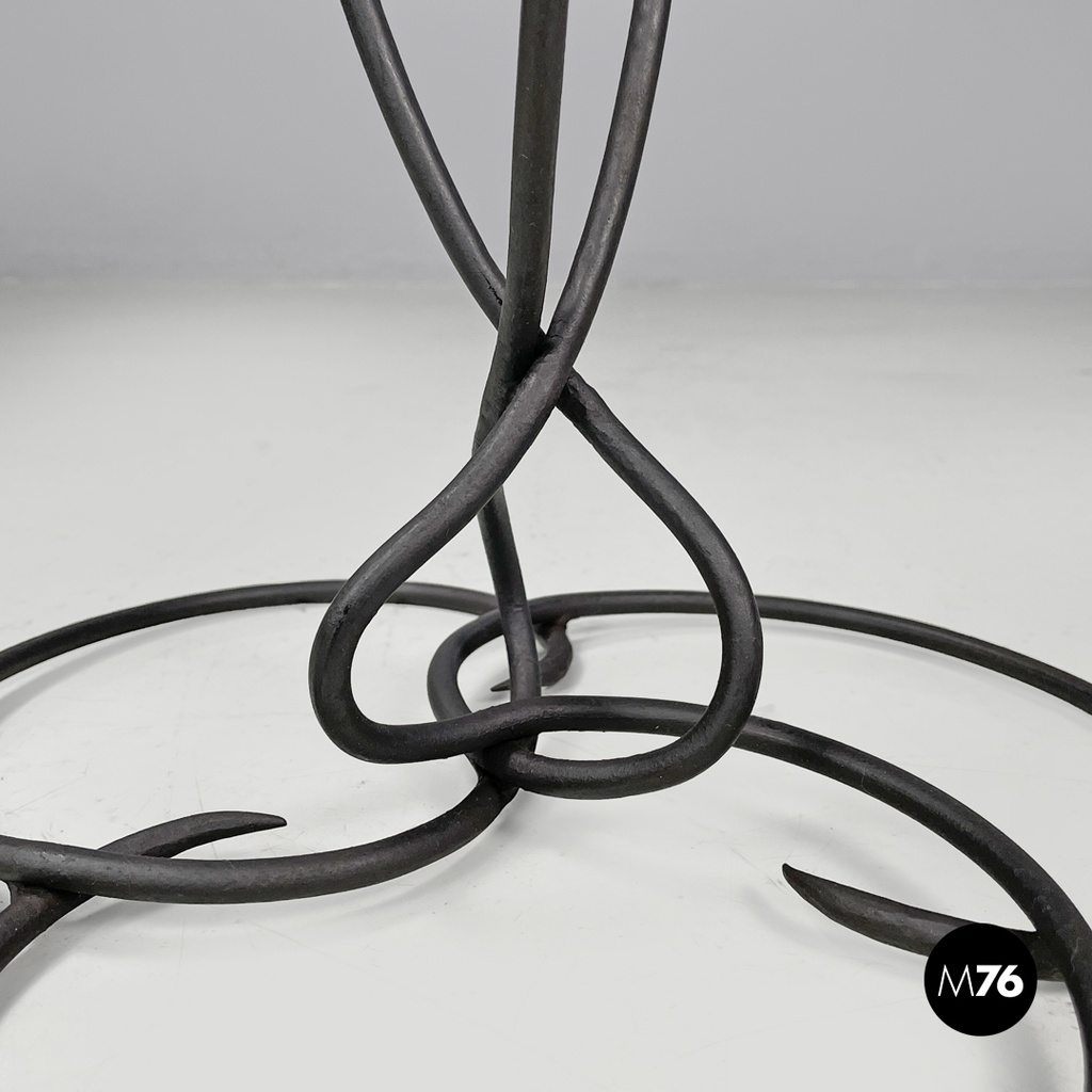 Italian mid-century modern wrought iron in yellow grey enamel coffee table 1950s