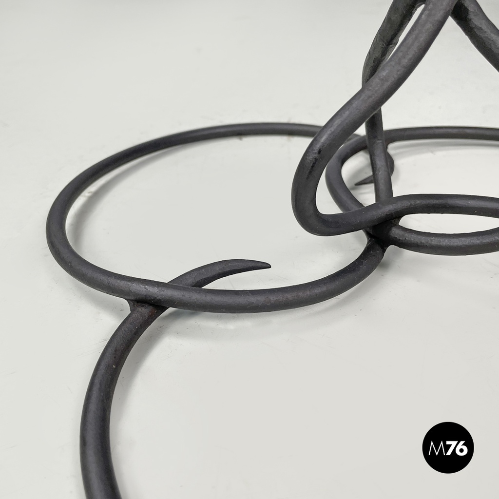 Italian mid-century modern wrought iron in yellow grey enamel coffee table 1950s