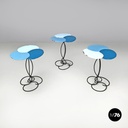 Italian mid-century modern wrought iron coffee table in light blue enamel, 1950s