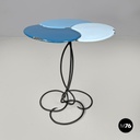 Italian mid-century modern wrought iron coffee table in light blue enamel, 1950s