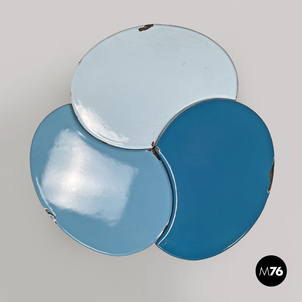 Italian mid-century modern wrought iron coffee table in light blue enamel, 1950s