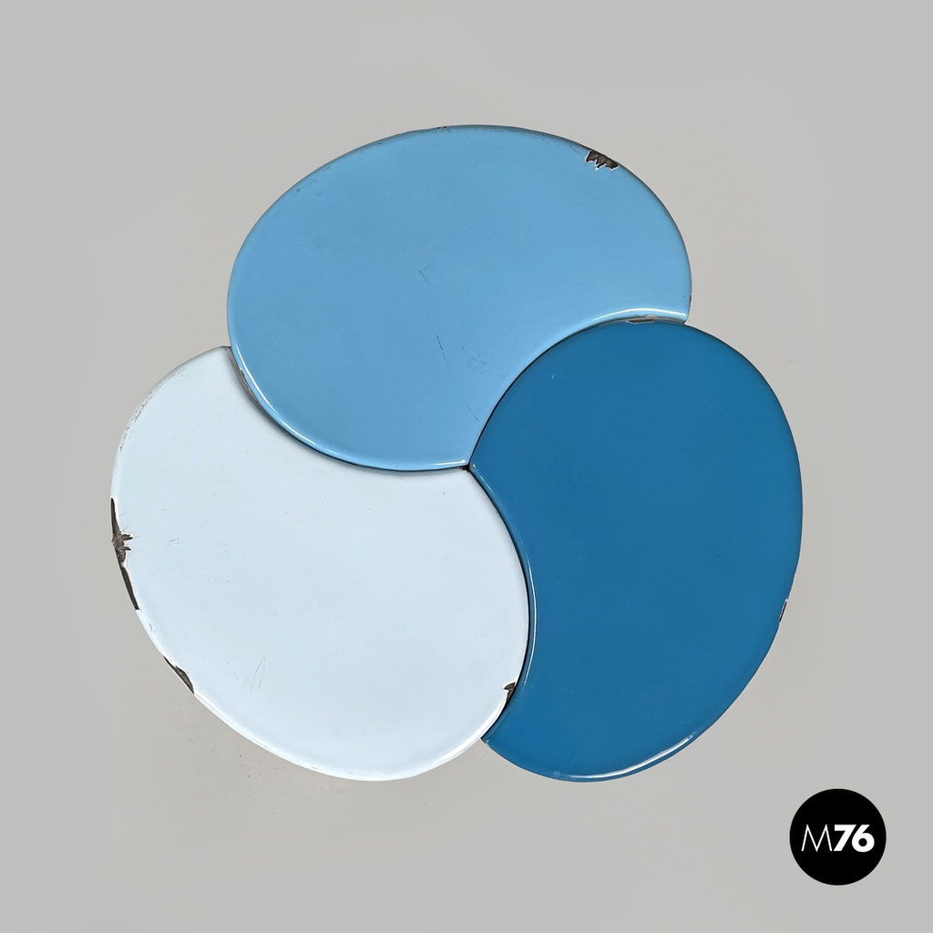 Italian mid-century modern wrought iron coffee table in light blue enamel, 1950s