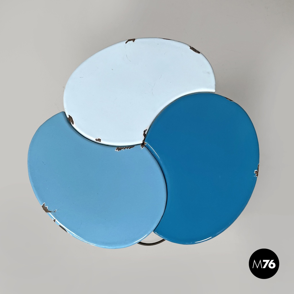 Italian mid-century modern wrought iron coffee table in light blue enamel, 1950s