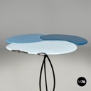 Italian mid-century modern wrought iron coffee table in light blue enamel, 1950s