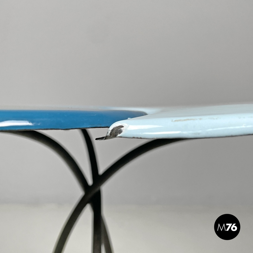 Italian mid-century modern wrought iron coffee table in light blue enamel, 1950s